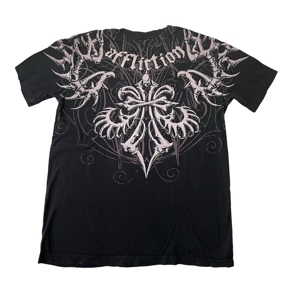 Affliction Skeleton T-Shirt Men M Medium Black Graphic Short Sleeve Cotton - Picture 2 of 7
